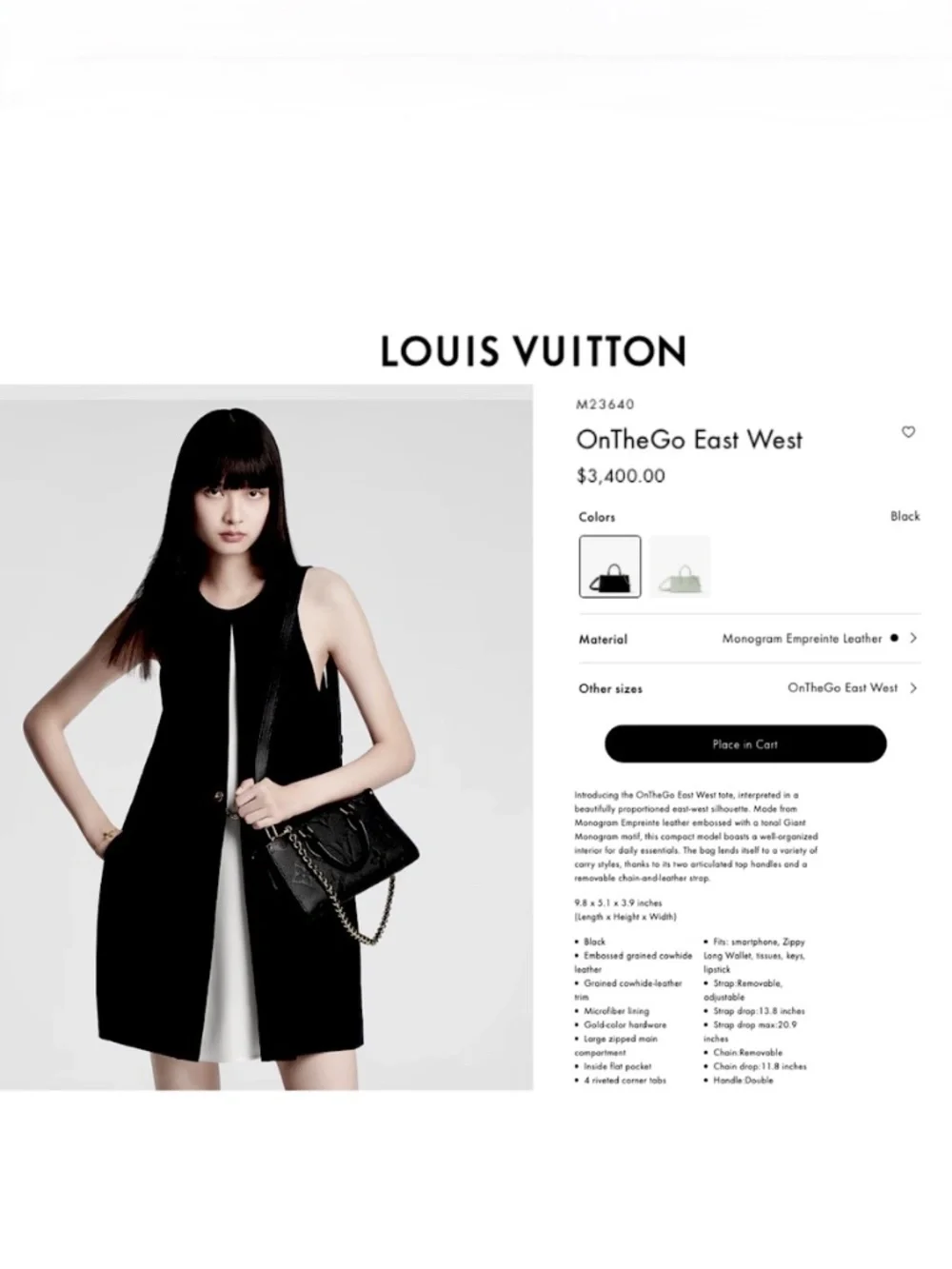 SAVE $760! Louis Vuitton OnTheGo East West Black Empreinte Monogram Shoulder Bag